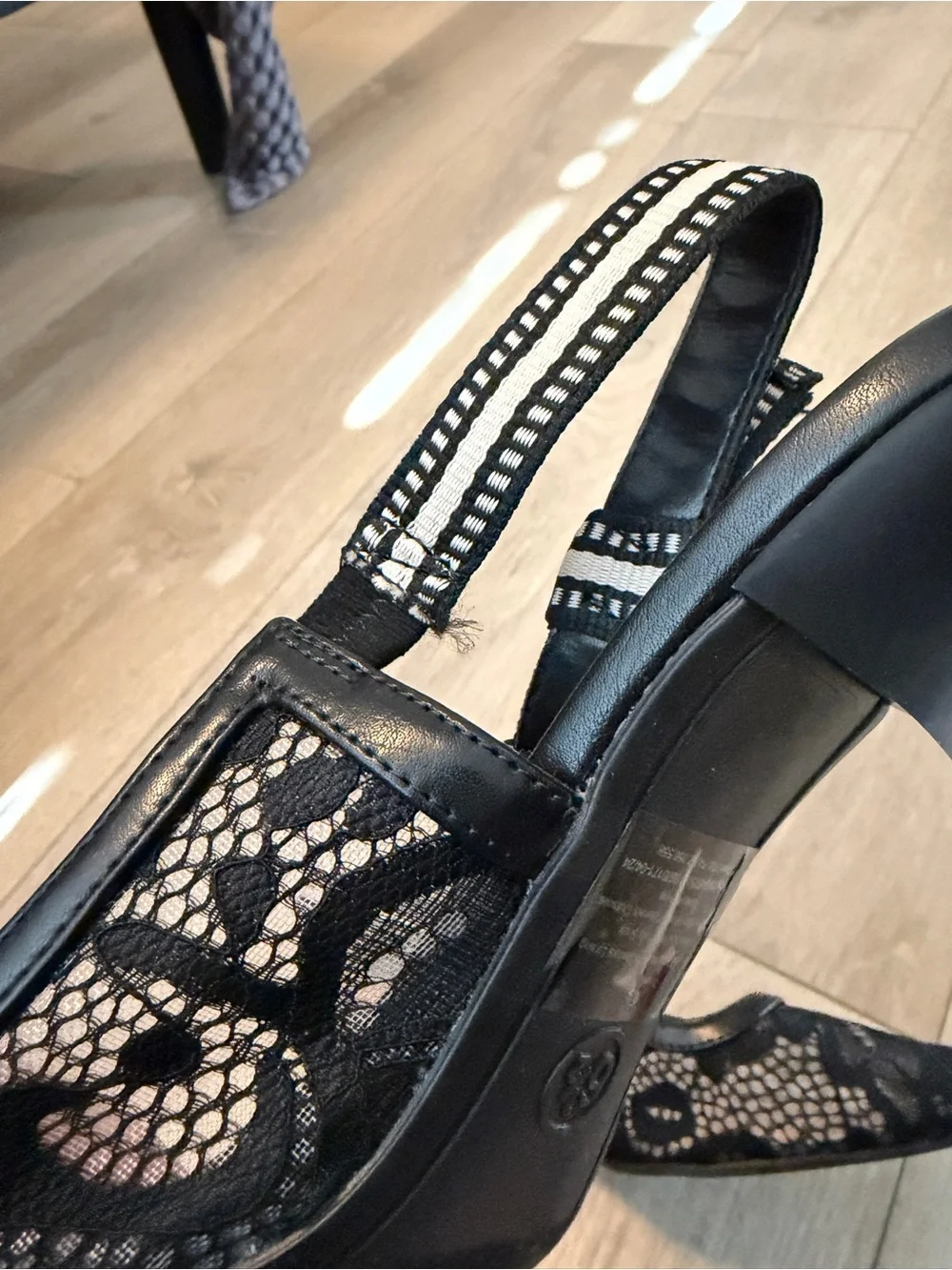 a new day Black Lace Annette Slingback Kitten Heel Pump Size 6.5